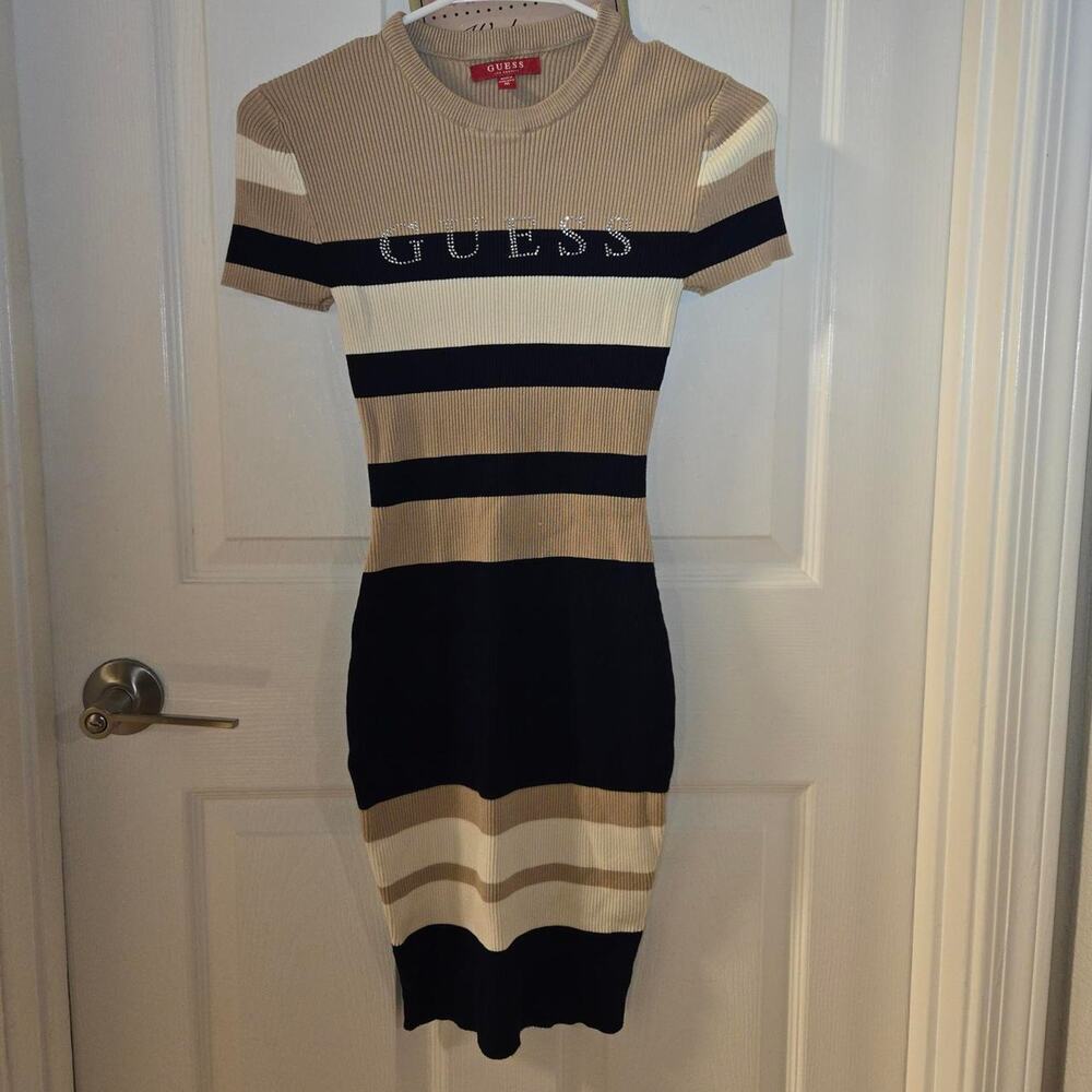 Guess ribbed logo sweater dress